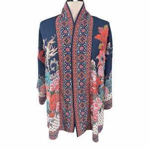 Jealous Tomato Floral Kimono Robe - Navy and Red